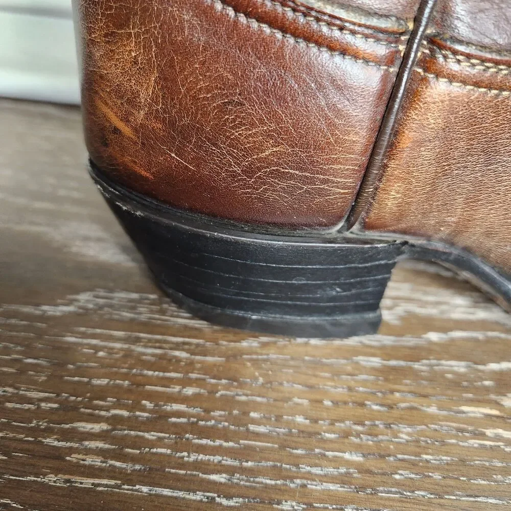 Vintage Tony Lama Mens 5084 Brown Leather Western Cowboy Boots Size 6.5 EE USA